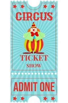 Vector Circus Ticket with Clown Illustration. Stock Illustration