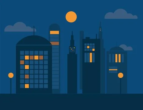 Vector cities silhouette Stock Illustration