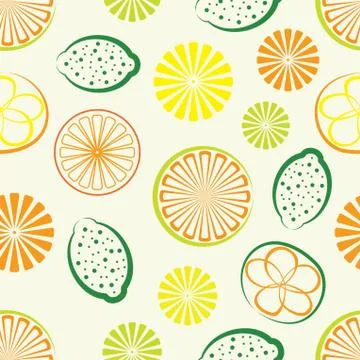 Vector citrus seamless background Stock Illustration