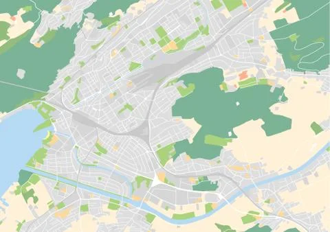 Vector city map of Biel/Bienne Stock Illustration
