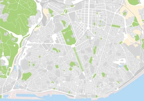 Vector city map of Lisbon Stock Illustration