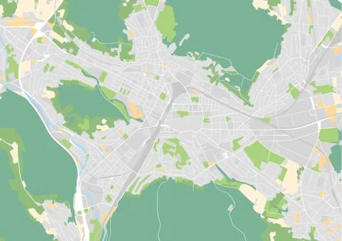 Vector city map of Winterthur Stock Illustration