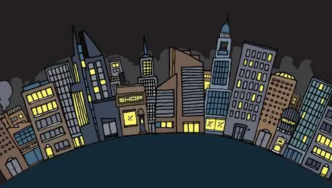 Vector city at night Stock Illustration