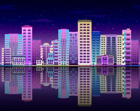 Vector cityscape poster city skyscraper building Ilustración de archivo