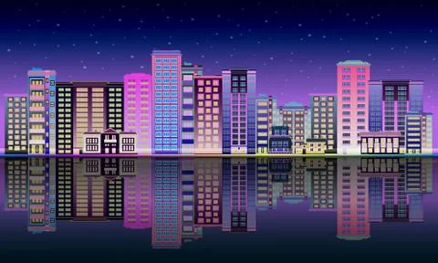 Vector cityscape poster city skyscraper building Ilustración de archivo