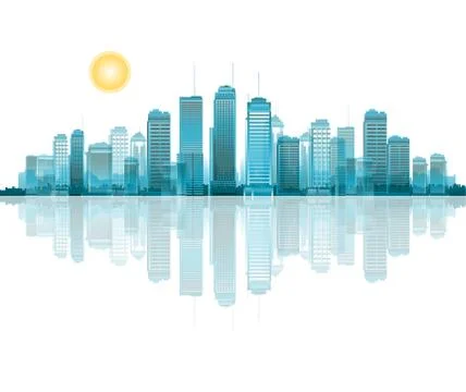 A vector cityscape with reflection Stock Illustration