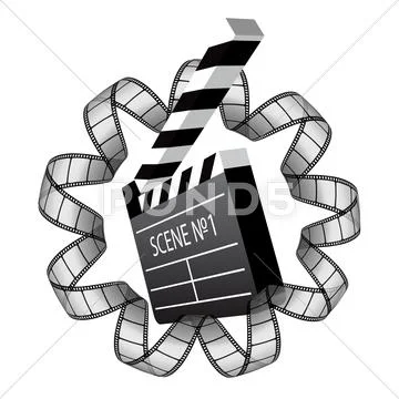 Vector clapboard and film strip Stock Illustration