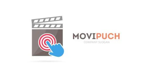 Vector clapperboard and click logo combination. Cinema and cursor symbol or icon Illustrazione stock