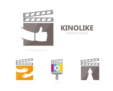 Vector of clapperboard and like logo combination. Cinema and best symbol or icon Stock Illustration