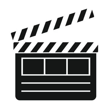 Vector clapperboard black simple icon isolated on white Stock-Illustration
