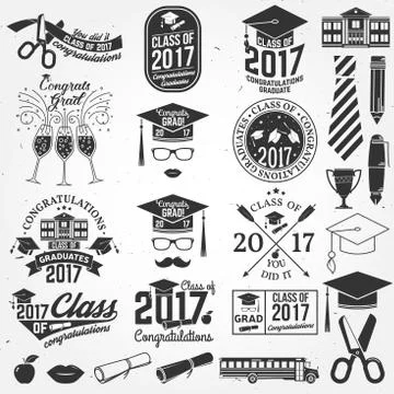 Vector Class of 2017 badge 스톡 일러스트