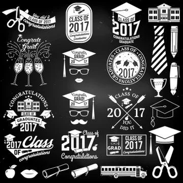 Vector Class of 2017 badge 스톡 일러스트