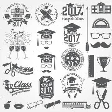 Vector Class of 2017 badge 스톡 일러스트