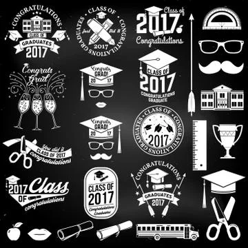 Vector Class of 2017 badge 스톡 일러스트