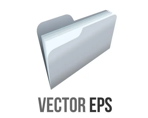 Vector classic gradient grey computer empty file folder icon with document Stock Illustration