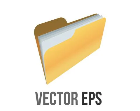 Vector classic gradient yellow computer file folder icon with document Stock Illustration