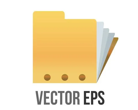 Vector classic gradient yellow computer file folder icon with document Stock Illustration