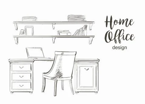 Vector classic Home office Illustrazione stock