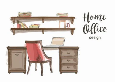 Vector classic Home office Illustrazione stock