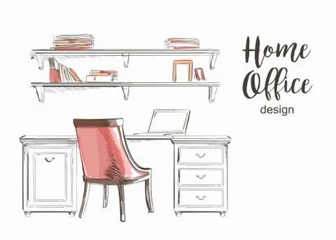 Vector classic Home office Illustrazione stock