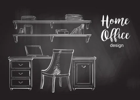 Vector classic Home office Illustrazione stock