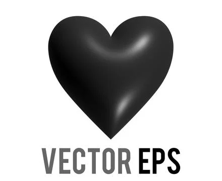 Vector classic love gradient black glossy heart 3D icon Illustrazione stock