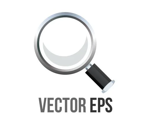 Vector classic magnifying glass, silver framed lens with black handle icon Illustration