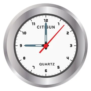 Vector classic round wall clock on white background 스톡 일러스트