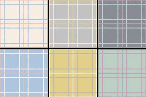 Vector Classic seamless plaid pattern in retro style. Vector set of seamles.. Stock Illustration