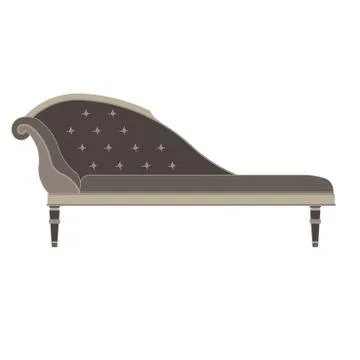 Vector classic sofa flat icon isolated. Retro furniture side view illustratio Stock Illustration