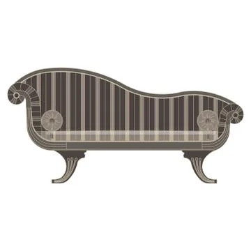 Vector classic sofa icon front view isolated. Luxury furniture design flat re Stock Illustration