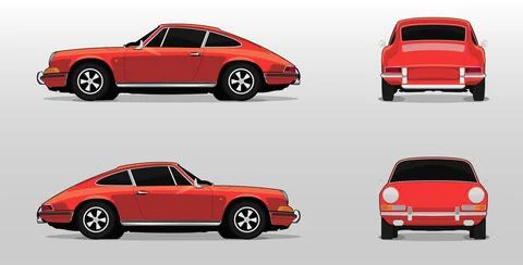 Vector Classic Sport Car set All sides Stock Illustration