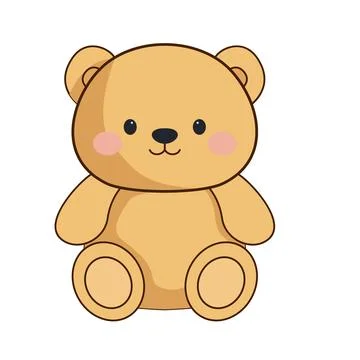Vector classic teddy bear icon. Vector brown little toy bear icon Stock Illustration