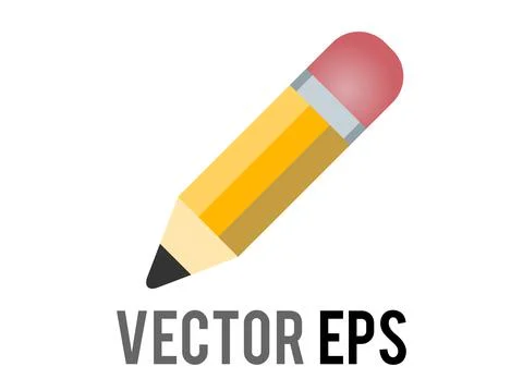 Vector classic yellow pencil icon with sharpened tip, pink eraser Stock Illustration