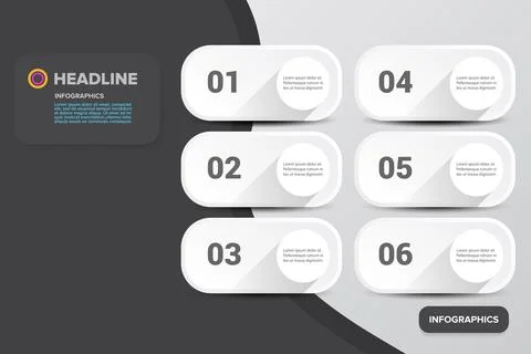 Vector clean modern white paper web Infographic square banners set on grey Stock Illustration