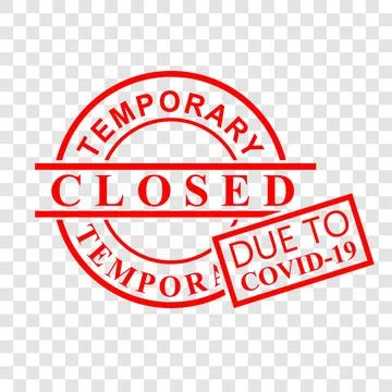 Vector Clean Red Rubber Stamp, Temporary Closed Due To Coronavirus or Covid-1 Stock Illustration