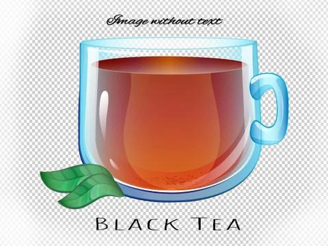 Vector clear glass cup of black tea Stock Illustration