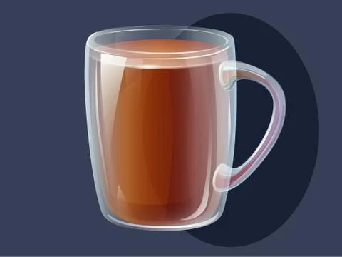 Vector clear glass Mug  with black tea - full cup Stock Illustration