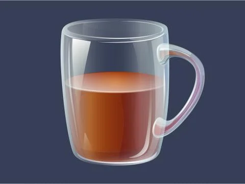 Vector clear glass Mug  with black tea Stock Illustration