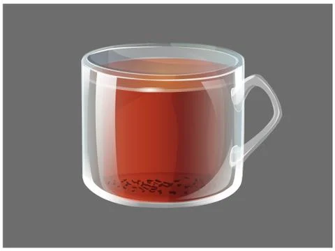 Vector clear glass - transparent - cup with black tea Stock Illustration