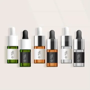 Vector Clear / Green / Brown Dropper Bottle Stock Illustration
