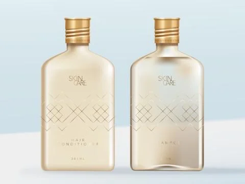 Vector Clear or Transparent Alcohol, Skin Care or Beauty Glass Bottle Stock Illustration