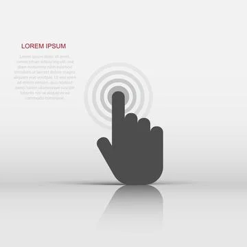 Vector click hand icon in flat style. Cursor finger sign illustration picto.. Stock Illustration