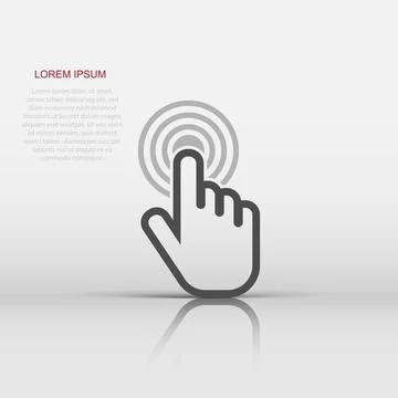 Vector click hand icon in flat style. Cursor finger sign illustration picto.. Stock Illustration