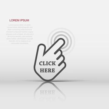 Vector click here icon in flat style. Hand cursor sign illustration pictogr.. Stock Illustration