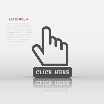 Vector click here icon in flat style. Hand cursor sign illustration pictogr.. 스톡 일러스트