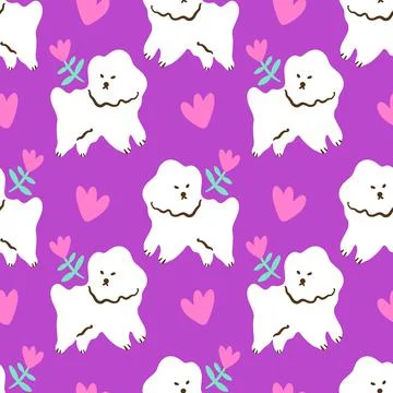 Vector clipart dog seamless pattern. Dogs breed. Stock Illustration