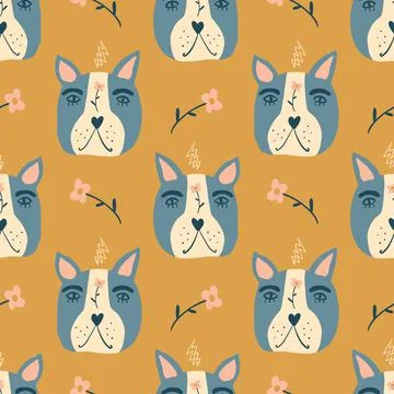 Vector clipart dog seamless pattern. Dogs breed. Stock Illustration