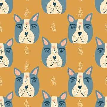 Vector clipart dog seamless pattern. Dogs breed. Stock Illustration