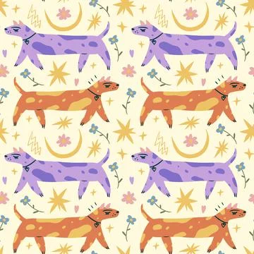 Vector clipart dog seamless pattern. Dogs breed. EPS and JPG illustration. イラスト素材